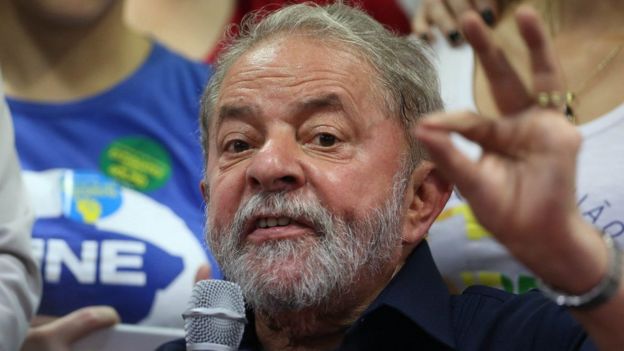 A file picture dated 04 March 2016 shows Brazilian former President Luiz Inacio Lula da Silva during a press conference in Sao Paulo