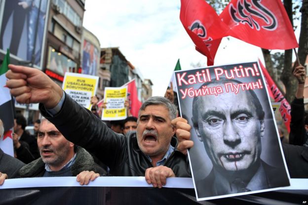 Anti-Putin demonstrators in Istanbul, 27 November