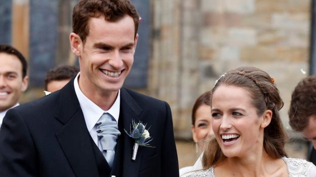 Andy Murray and Kim Sears on their wedding day