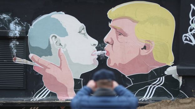 Putin and Trump mural in Lithuania