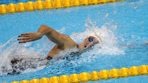 Katinka Hosszu en la final de los 400 metros combinados de Río 2016.