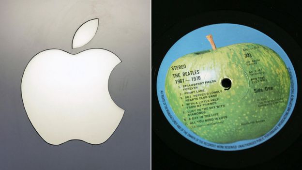 Apple logo and Apple Corps logo