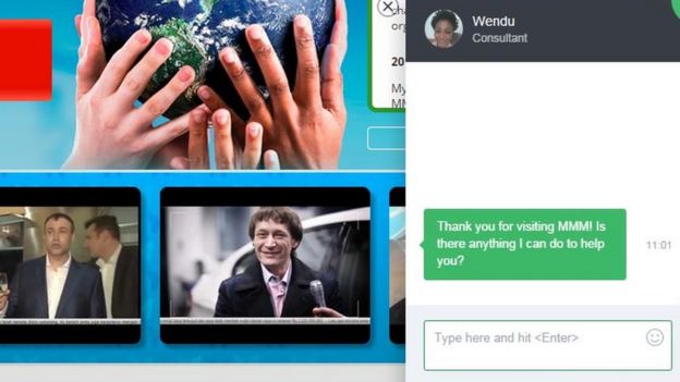 Screen grab of a MMM website showing pop up live chat.