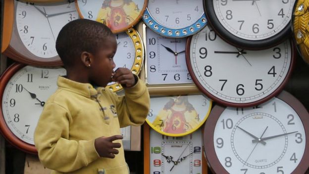 Clocks on sale at a local market in Agege district in Lagos August 16, 2016.