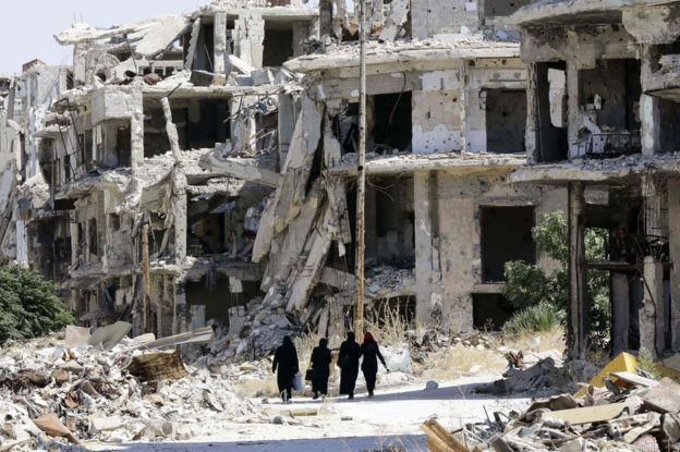 'Devrimin başkenti' olarak tanımlanan Humus'ta yıkım büyük
