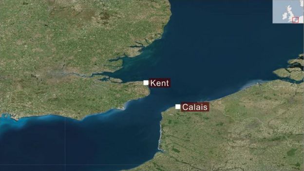 Map of Kent and Calais