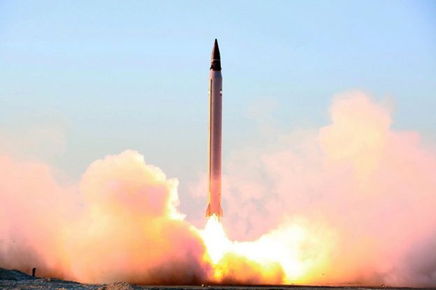 File picture released by the official website of the Iranian defence ministry on 11 October 2015 purportedly showing the launch of an Emad ballistic missile at an undisclosed location