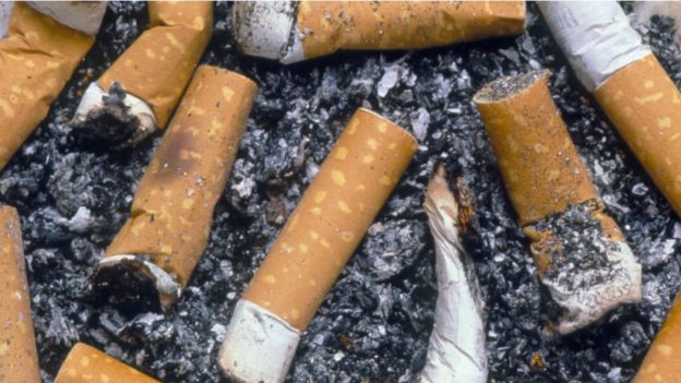 Cigarette butts in an ashtray