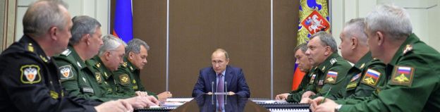 President Putin with military chiefs in Sochi, 10 Nov 15