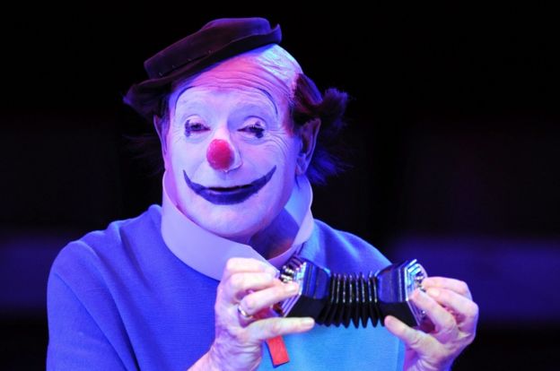 Pierre Etaix in his clown costume