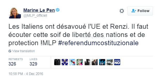 Marine Le Pen Tweet