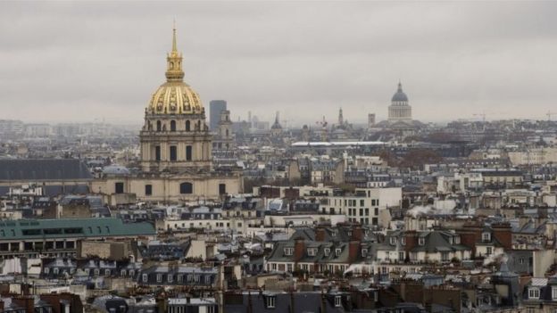 The Invalides complex (front) in Paris