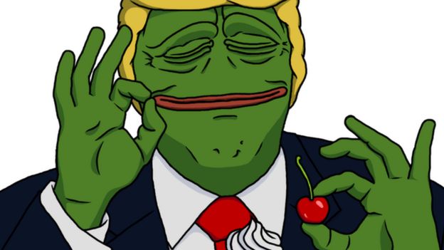 Imagen de Pepe el Sapo vestido como Donald Trump