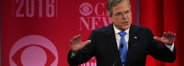 Republican presidential candidate Jeb Bush participates in a CBS News GOP Debate February 13, 2016 at the Peace Center in Greenville, South Carolina