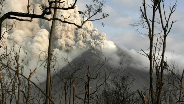 El Monte Merapi en erupción