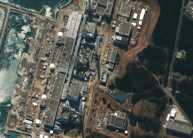 Damage after an earthquake and tsunami at Fukushima nuclear plant
