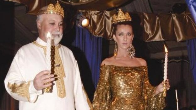 inger Celine Dion and husband-manager Rene Angelil renew their wedding vows during a ceremony at Caesars Palace Casino and Hotel in Las Vegas Wednesday, Jan. 5, 2000