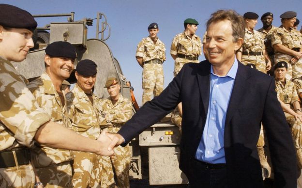 Tony Blair in Basra, southern Iraq, early 2004