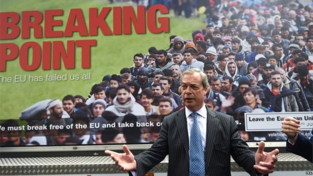 Nigel Farage at the launch of a UKIP poster