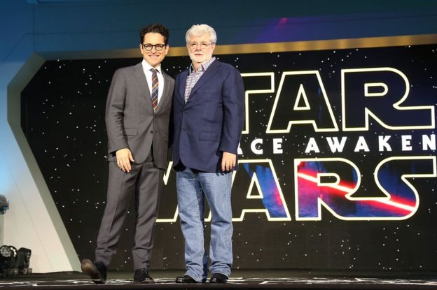 Director JJ Abrams (left) and Star Wars creator George Lucas