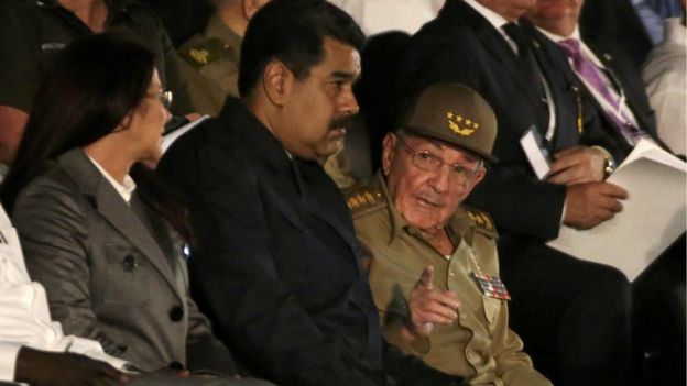 Nicolás Maduro y Raúl Castro en el homenaje a Fidel Castro.