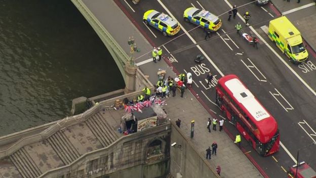 议会大厦旁边的西敏寺大桥已经被警方封锁。
