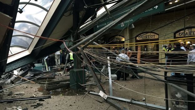 The roof of the station collapsed