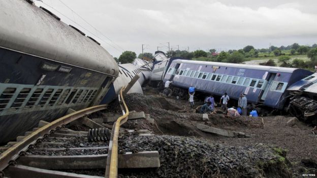 Scene of train crash in Madhya Pradesh, India. 5 Aug 2015