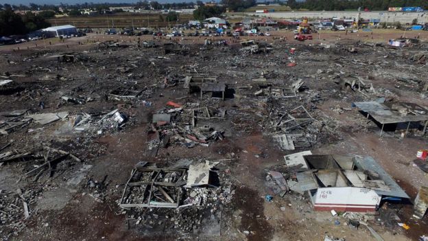 Vista del mercado San Pablito luego de sofocado el incendio