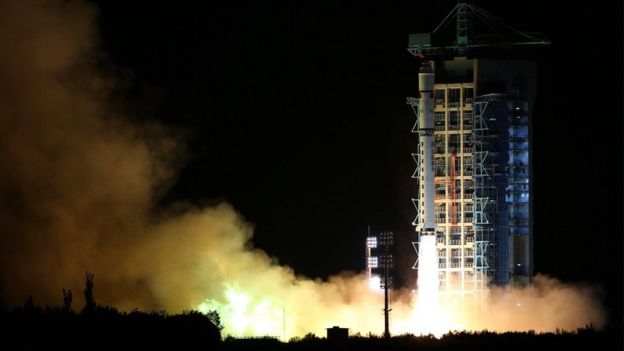 The Long March-2D rocket launching from the Jiuquan Satellite Launch Centre in Jiuquan, Gansu Province, 16 August 2016.