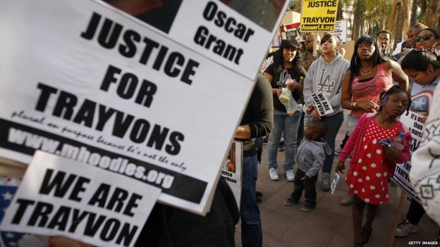 Protestors in L.A. following Martin's death