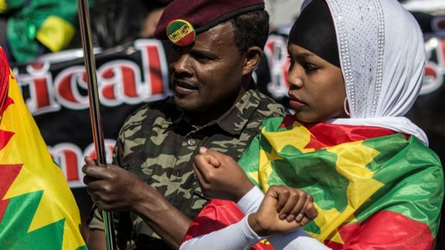 Ethiopian protesters in South Africa