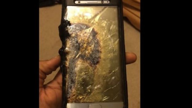 எரிந்த நிலையில் இருக்கும் கேலக்ஸி நோட் 7