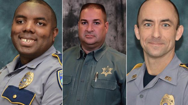 police officers killed in Baton Rouge on 17 July 2016 (pics are undated file pics)