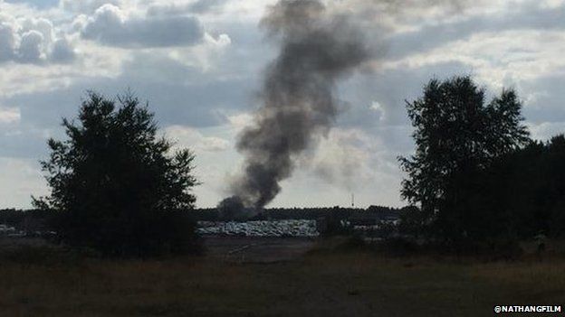 A distant view of the crash site