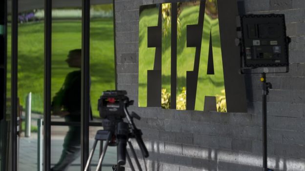 Press outside Fifa offices, Zurich. 25 Sept 2015