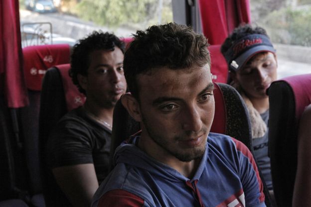 Refugees on bus