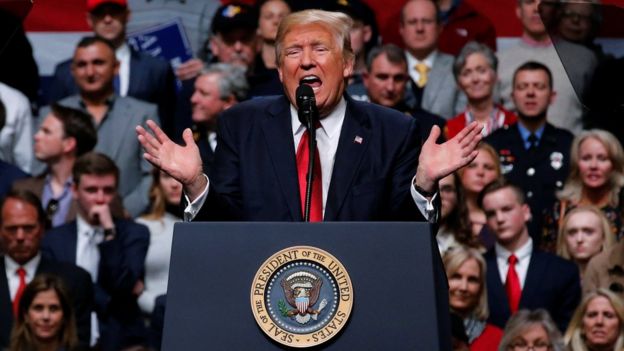 President Donald Trump holds a rally at the Municipal Auditorium in Nashville, Tennessee, March 15, 2017