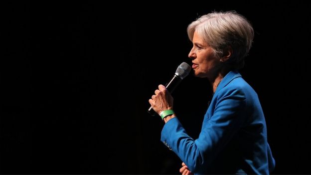 Green party nominee Jill Stein speaks during a campaign rally in New York City, 12 October