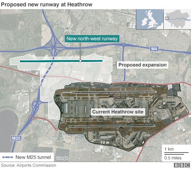 Graphic showing the proposed Heathrow expansion.
