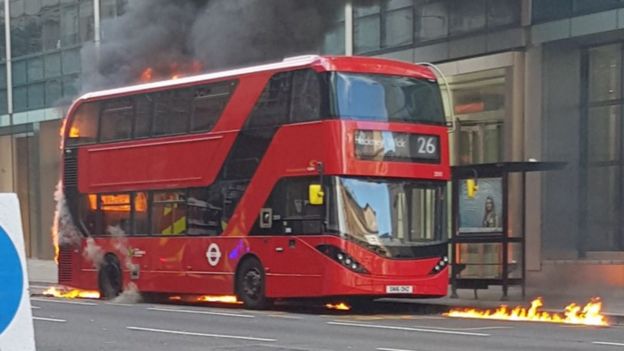 Bus on fire