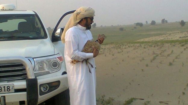 A sheikh at a hunt at the Khushab district area