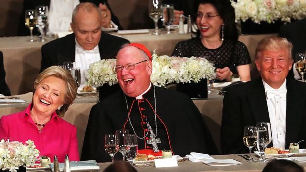 Трамп, Клинтон и архиепископ Нью Йорка кардинат Тимоти Долан