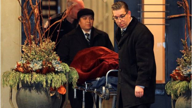 One of two bodies is removed from the home of billionaire founder Barry Sherman and his wife Honey on 15 Dec 2017
