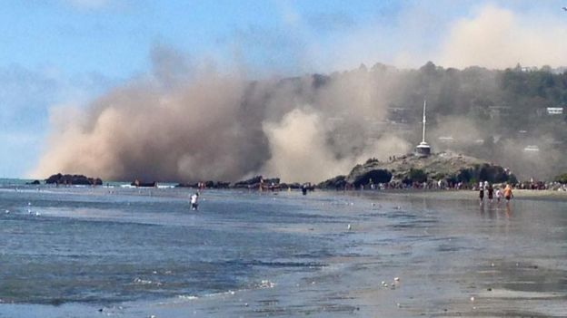 Collapsing cliff in Christchurch, New Zealand