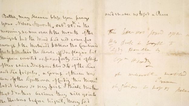 Última carta de Horacio Nelson a Lady Hamilton