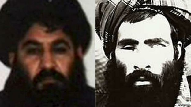 Mullah Akhtar Mohammad Mansour (L) and Mullah Omar