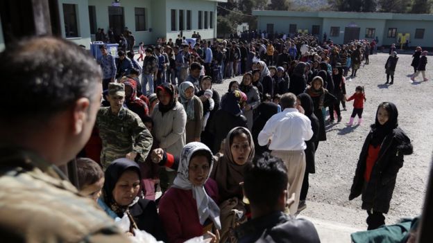 Migrants at centre near Athens. 25 Feb 2016