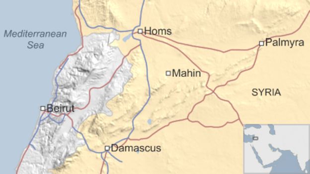 Map of Syria showing location of Mahin