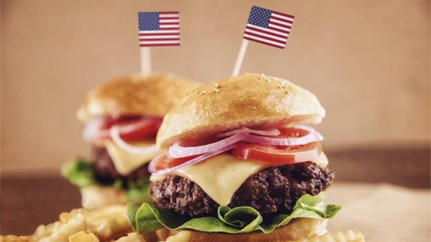 Burgers with American flags in